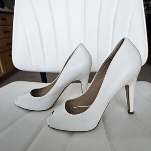 Aldo Elegant White Peep-Toe Heels